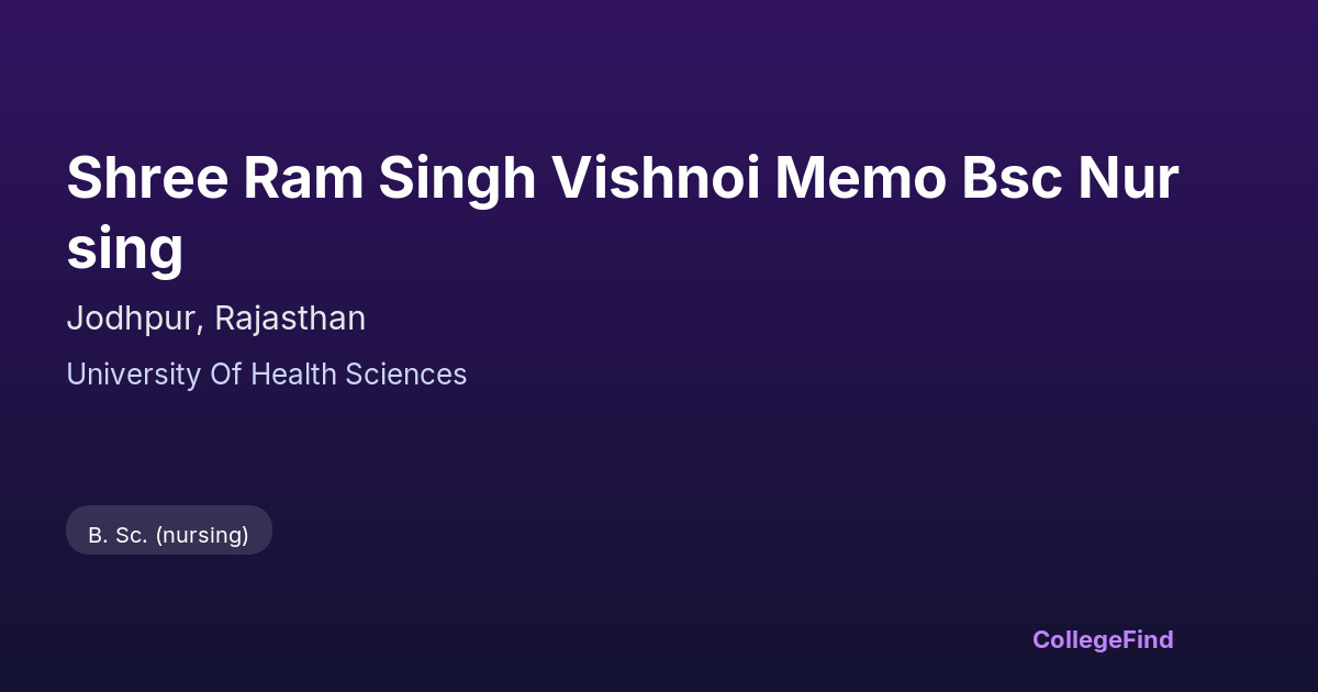 shree ram singh vishnoi memo bsc nursing