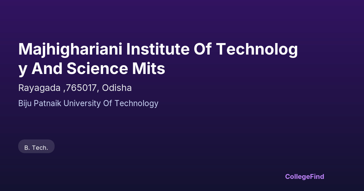 majhighariani institute of technology and science mits