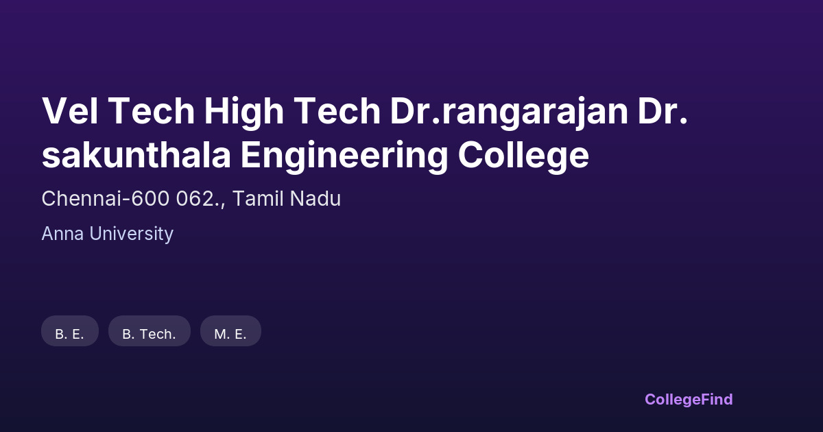 vel tech high tech dr.rangarajan dr.sakunthala engineering college