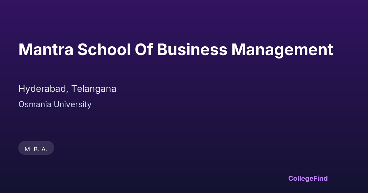 mantra school of business management