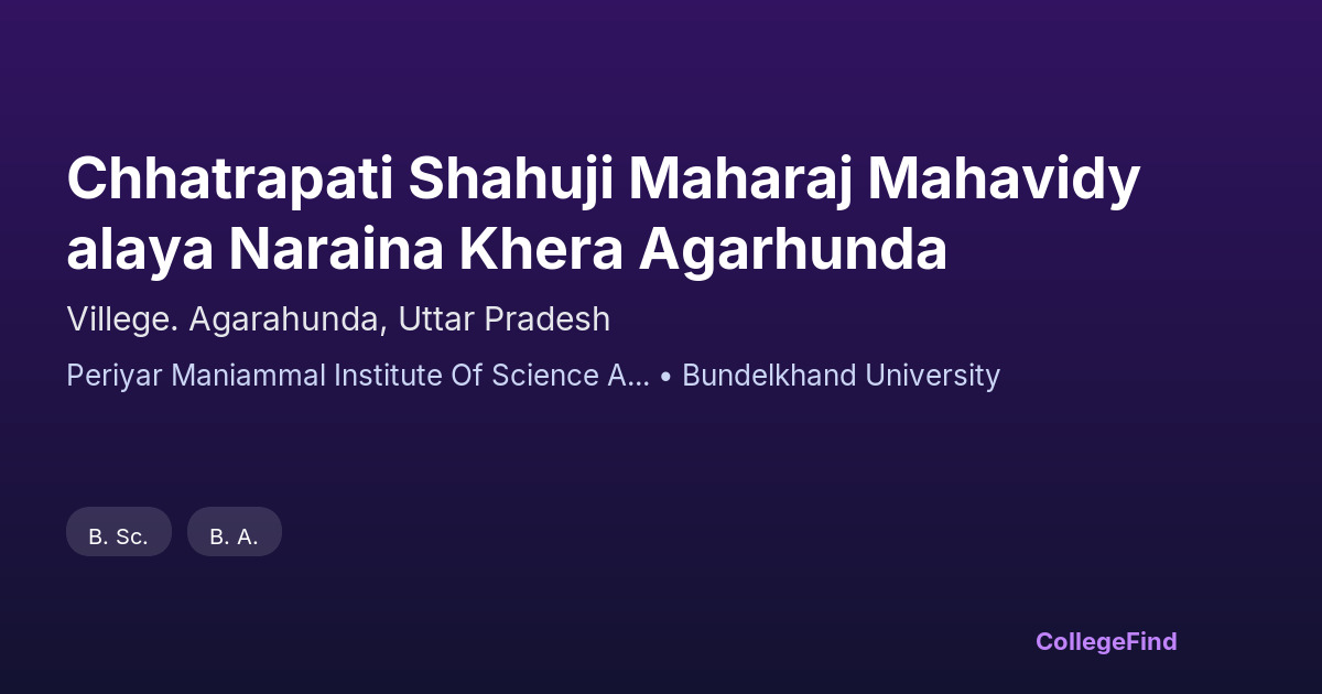 chhatrapati shahuji maharaj mahavidyalaya naraina khera agarhunda