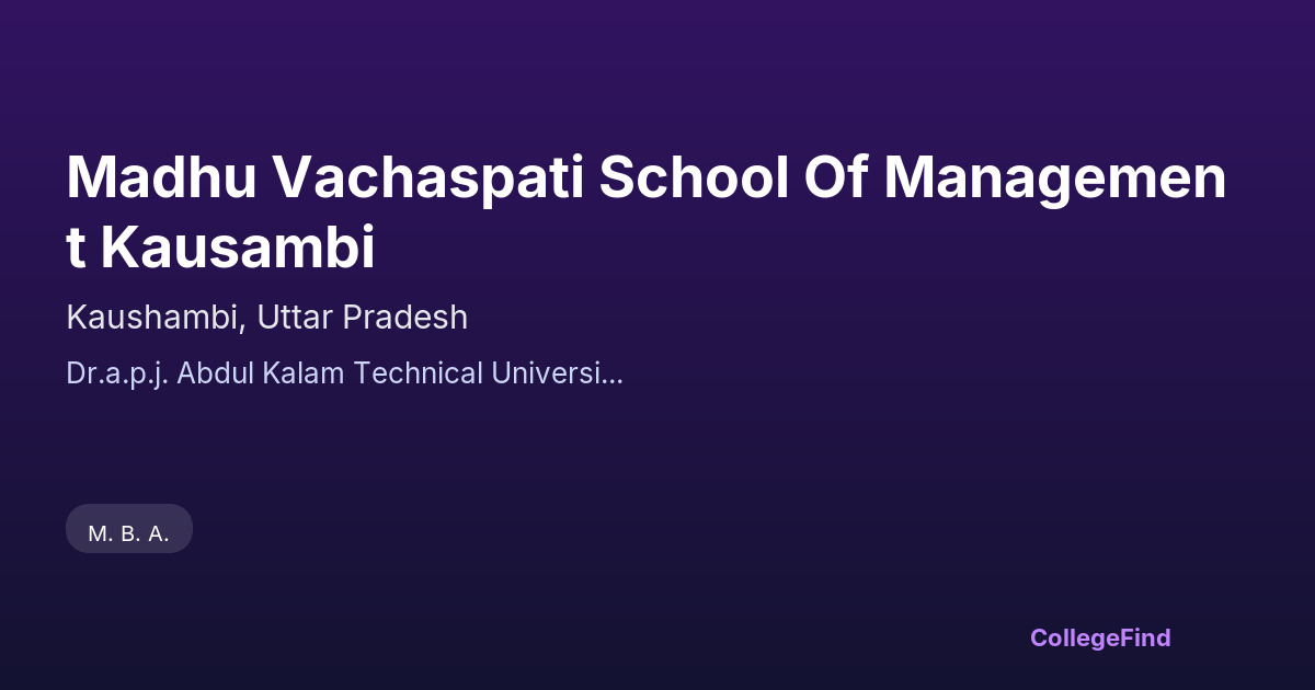 madhu vachaspati school of management kausambi
