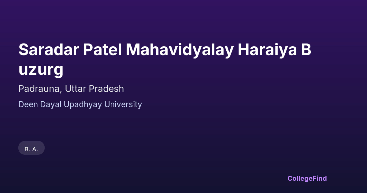 saradar patel mahavidyalay haraiya buzurg