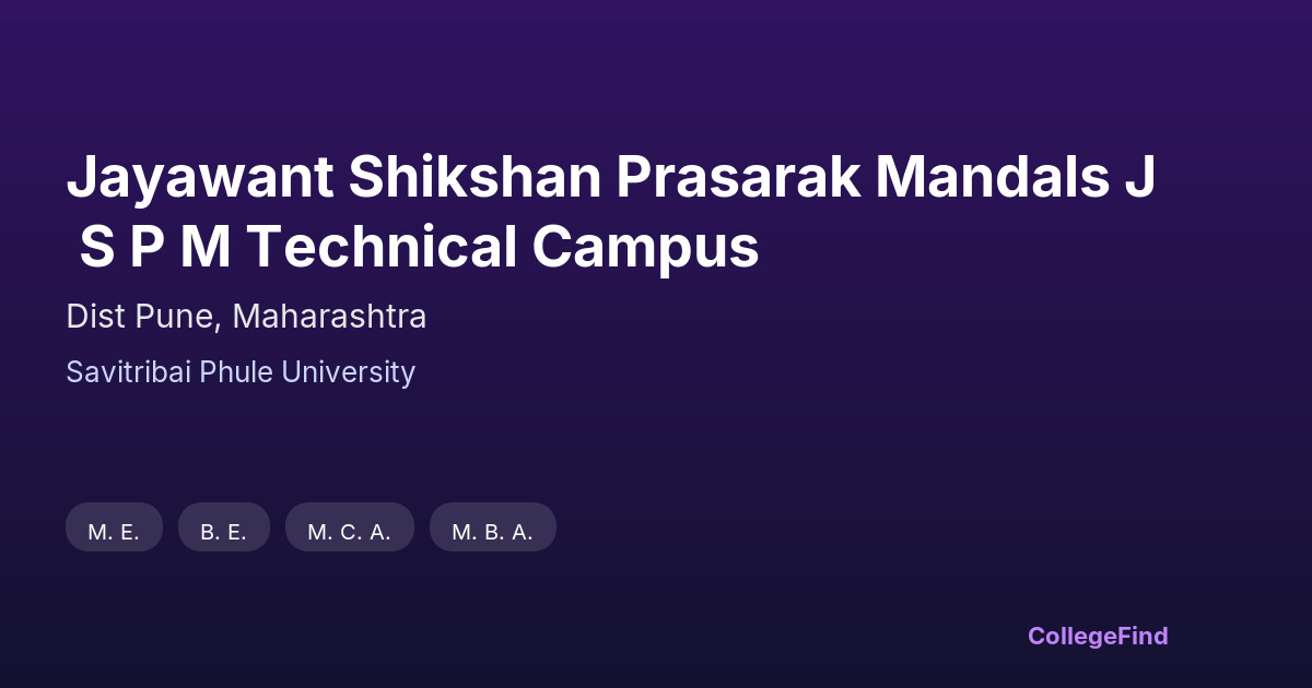 jayawant shikshan prasarak mandals j s p m technical campus