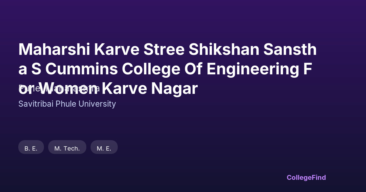 maharshi karve stree shikshan sanstha s cummins college of engineering for women karve nagar
