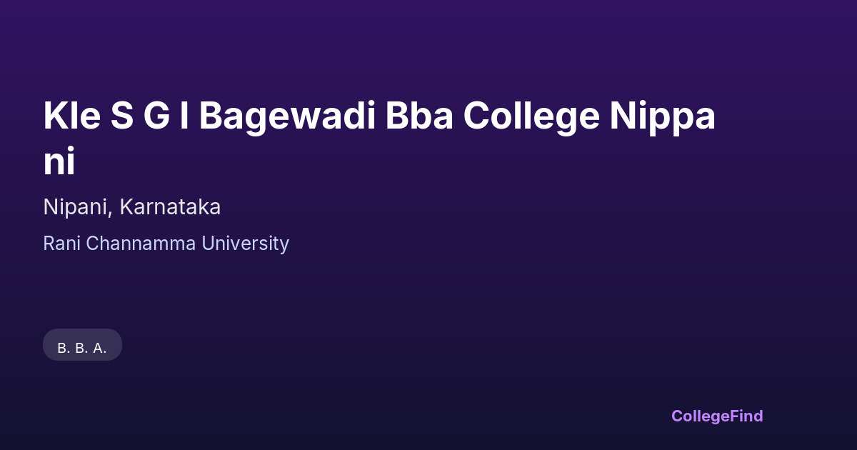 kle s g i bagewadi bba college nippani