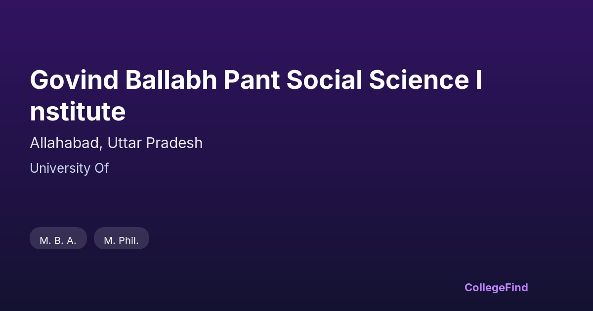 govind ballabh pant social science institute