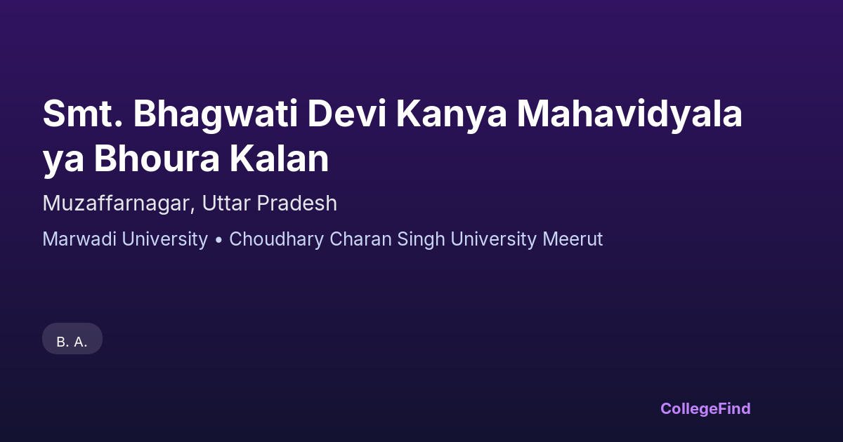 smt. bhagwati devi kanya mahavidyalaya bhoura kalan
