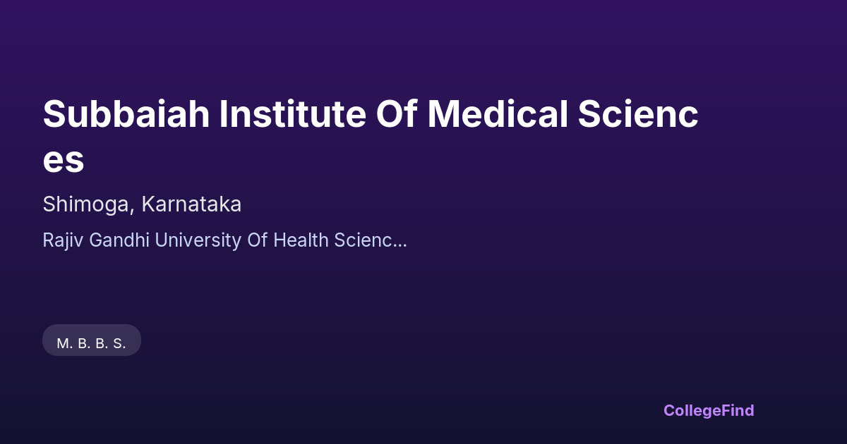 subbaiah institute of medical sciences