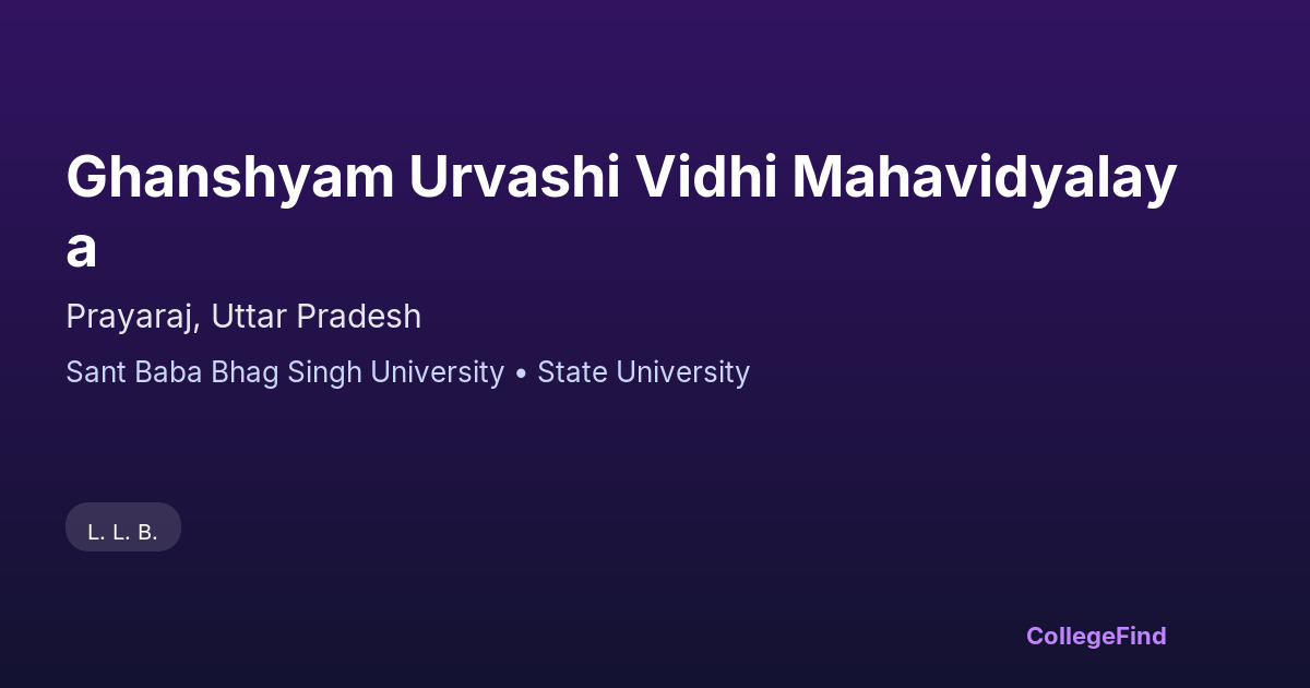ghanshyam urvashi vidhi mahavidyalaya