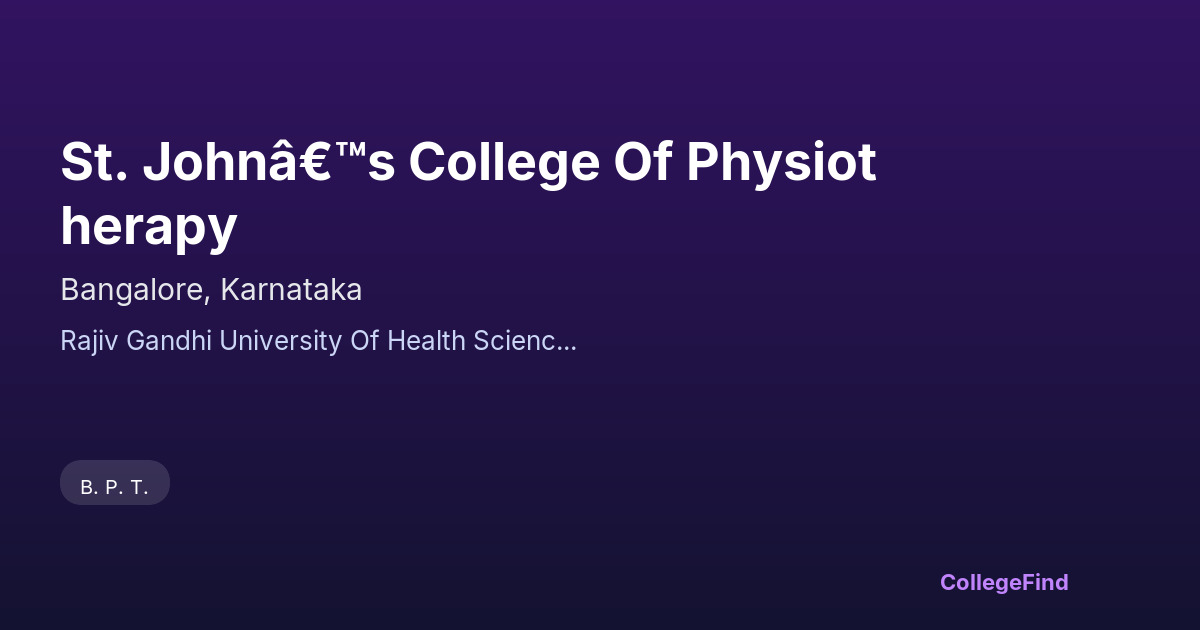 st. john’s college of physiotherapy