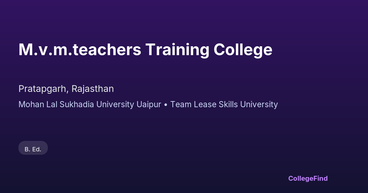 m.v.m.teachers training college