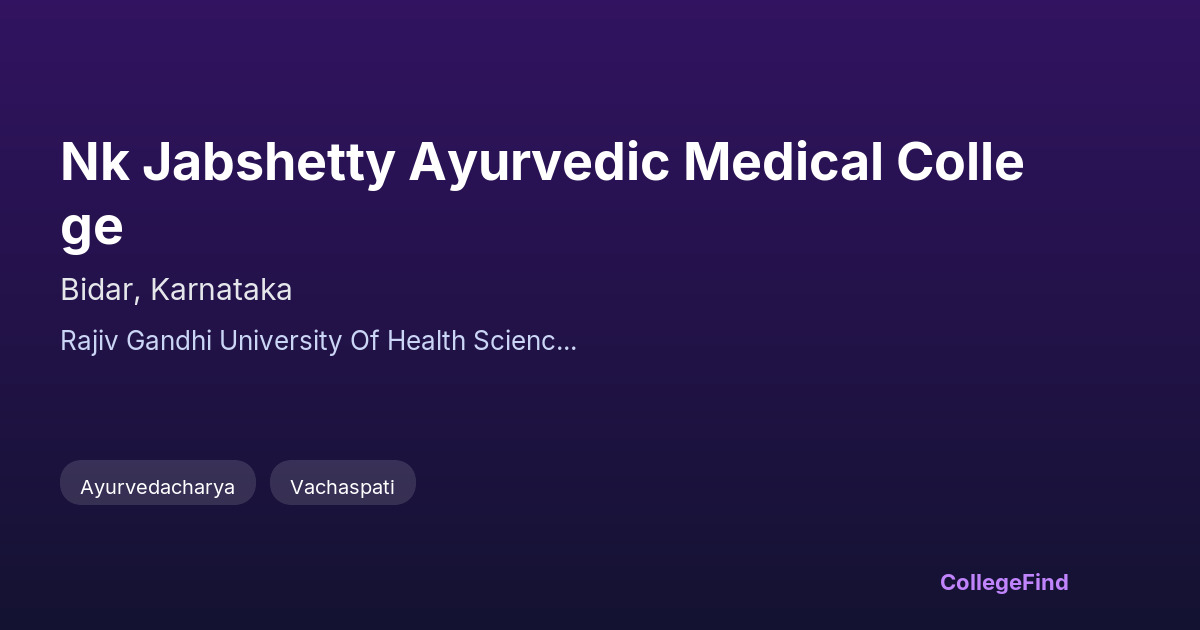 nk jabshetty ayurvedic medical college