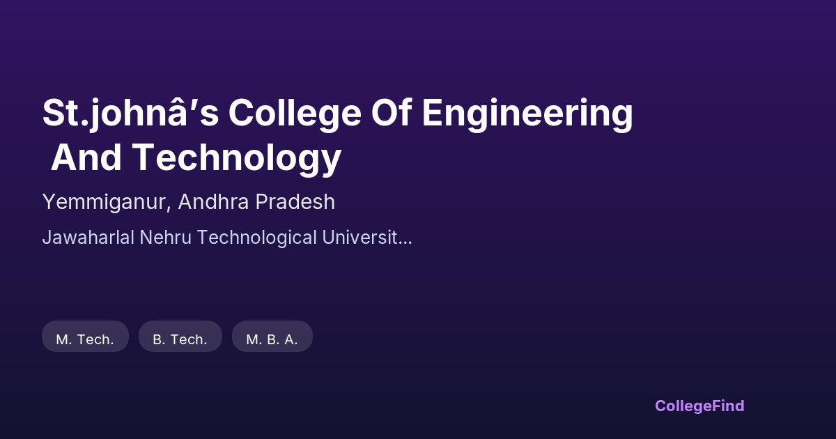 st.johnâ’s college of engineering and technology