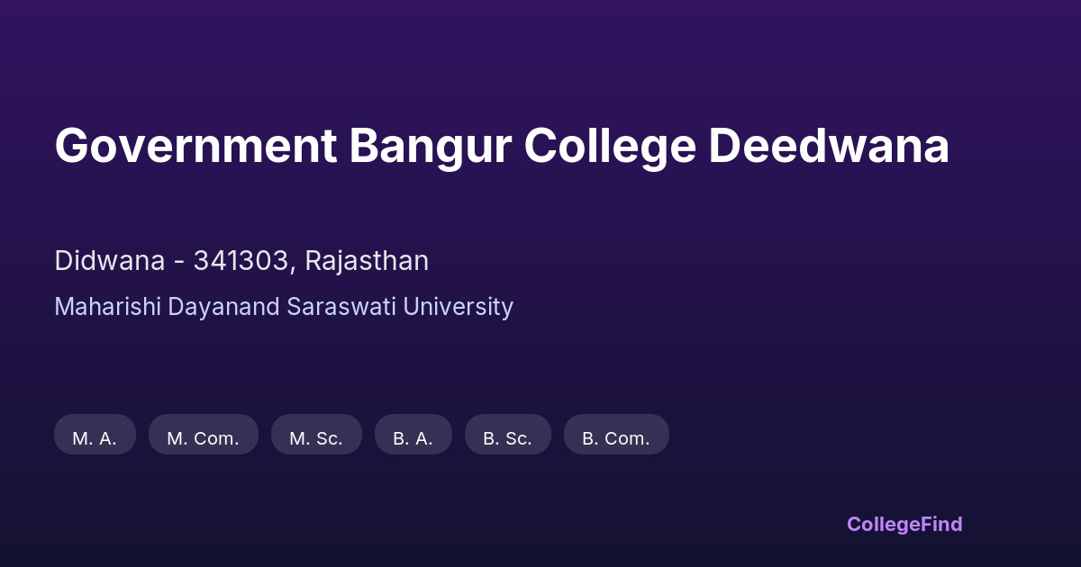 government bangur college deedwana