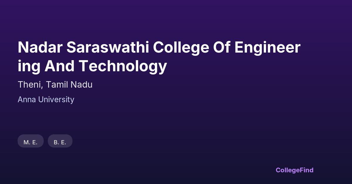 nadar saraswathi college of engineering and technology
