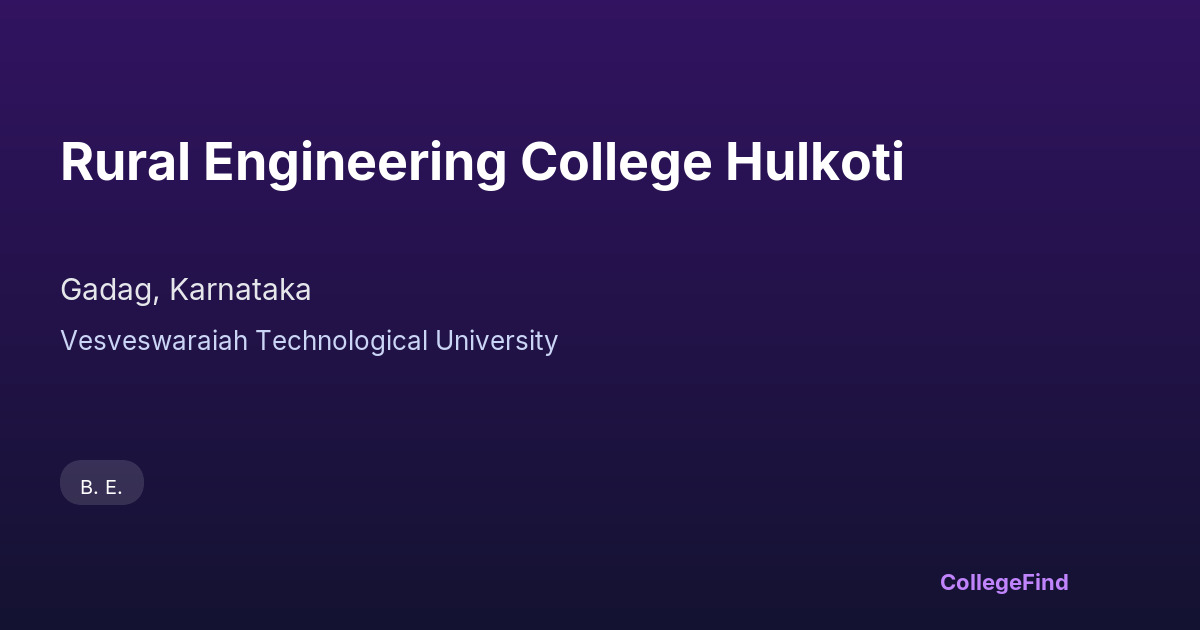 rural engineering college hulkoti