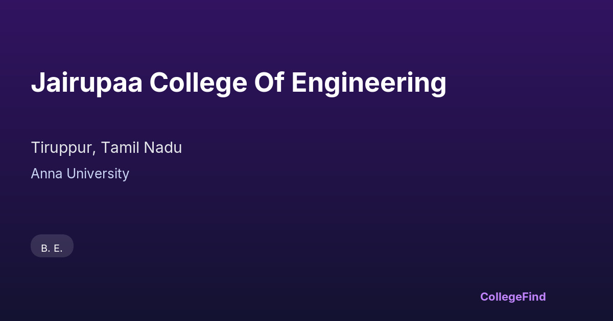 jairupaa college of engineering