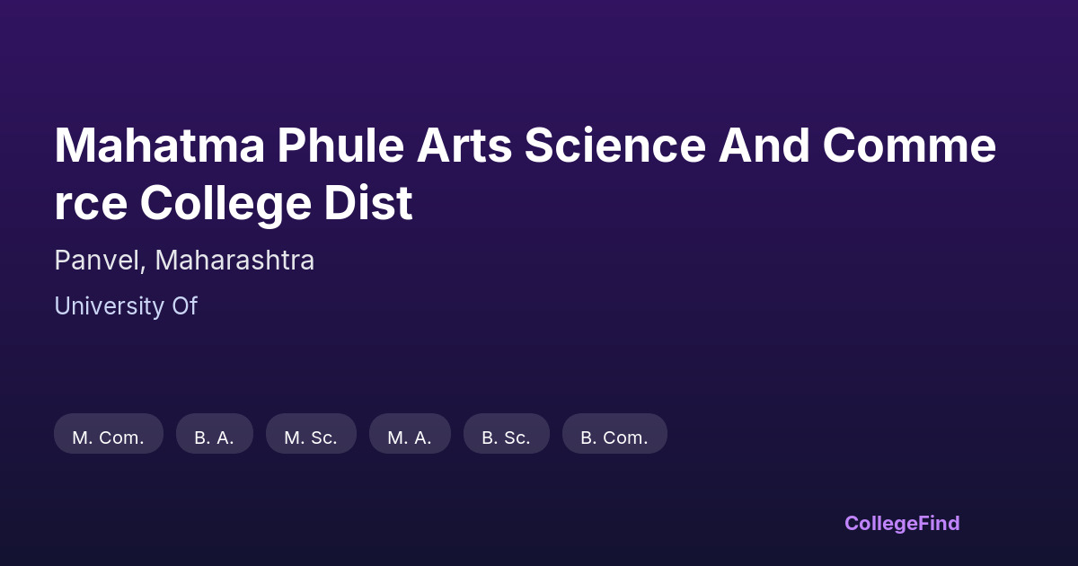 mahatma phule arts science and commerce college dist