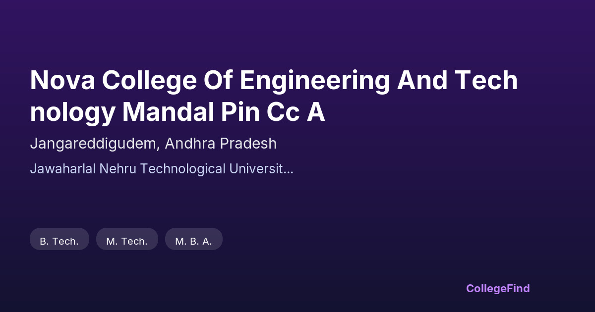 nova college of engineering and technology mandal pin cc a