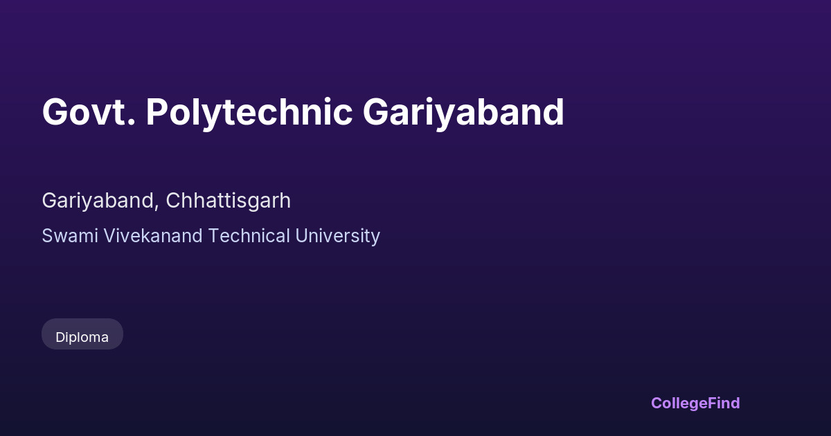 govt. polytechnic gariyaband