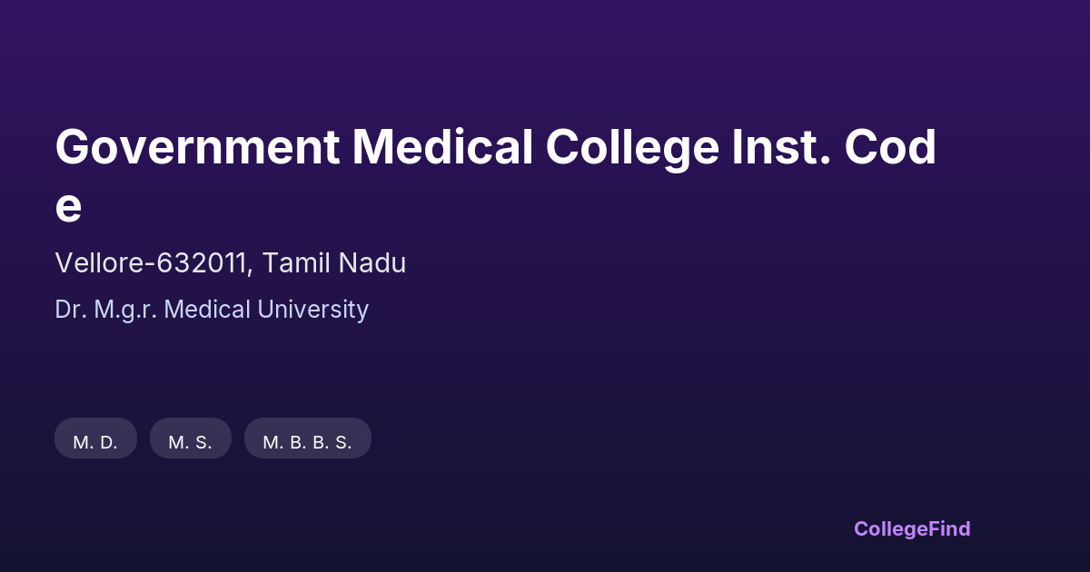 government medical college inst. code