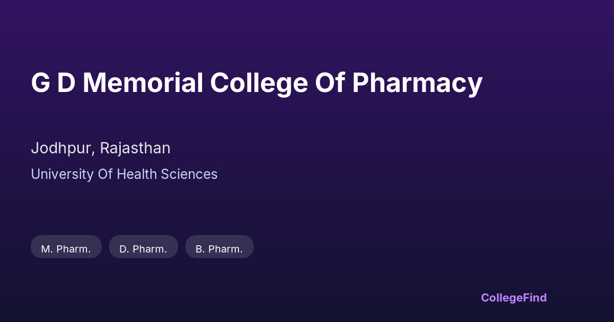 g d memorial college of pharmacy