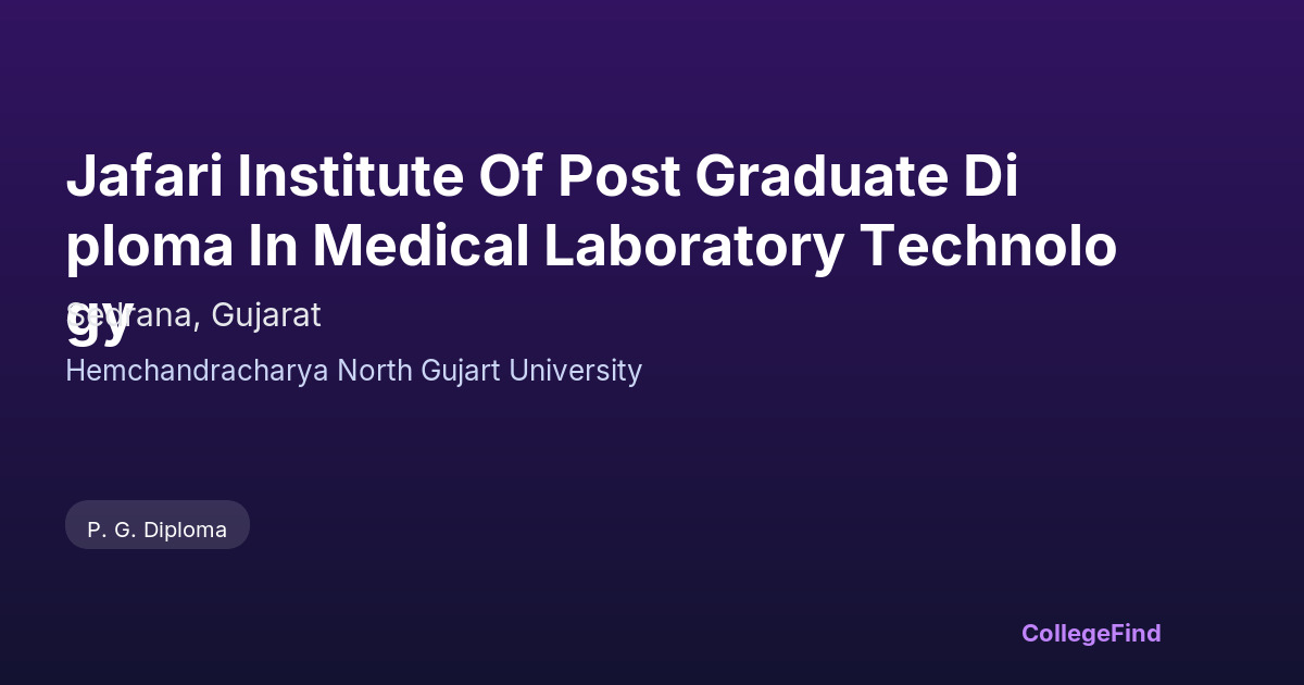 jafari institute of post graduate diploma in medical laboratory technology