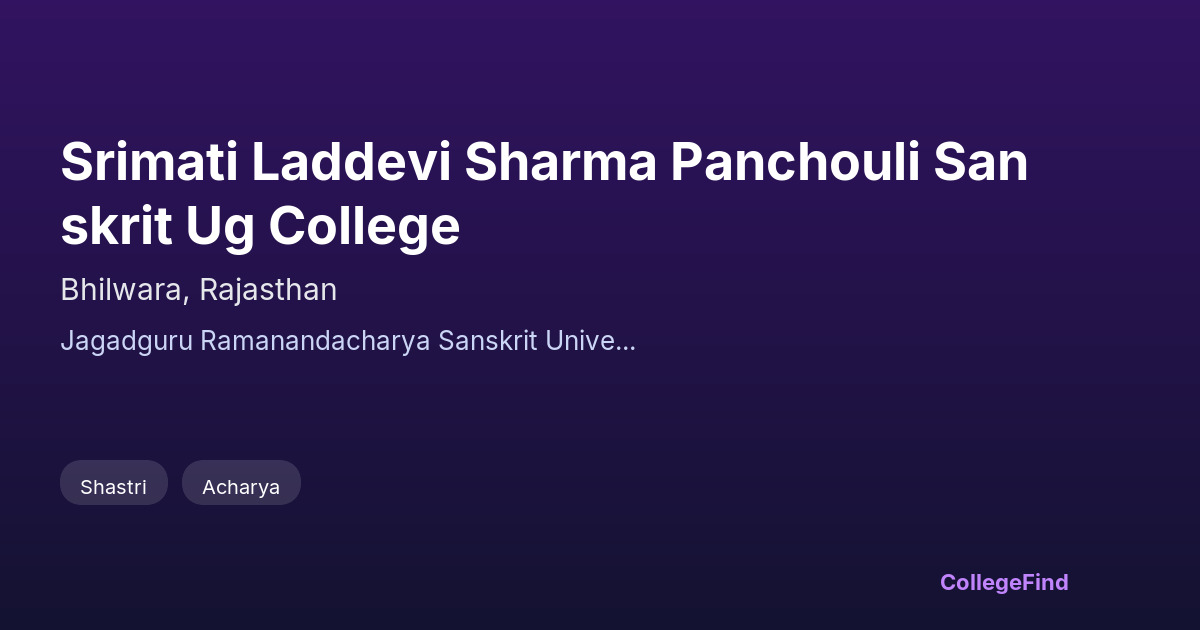 srimati laddevi sharma panchouli sanskrit ug college