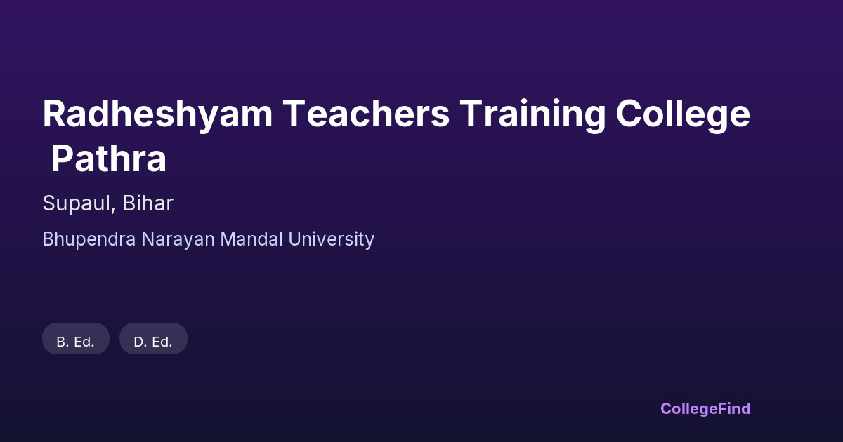 radheshyam teachers training college pathra