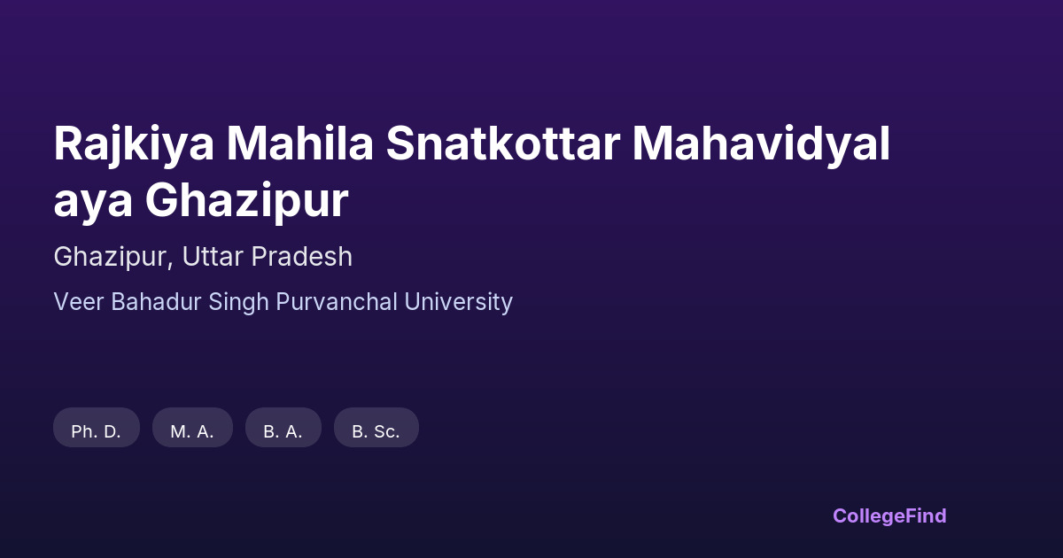 rajkiya mahila snatkottar mahavidyalaya ghazipur