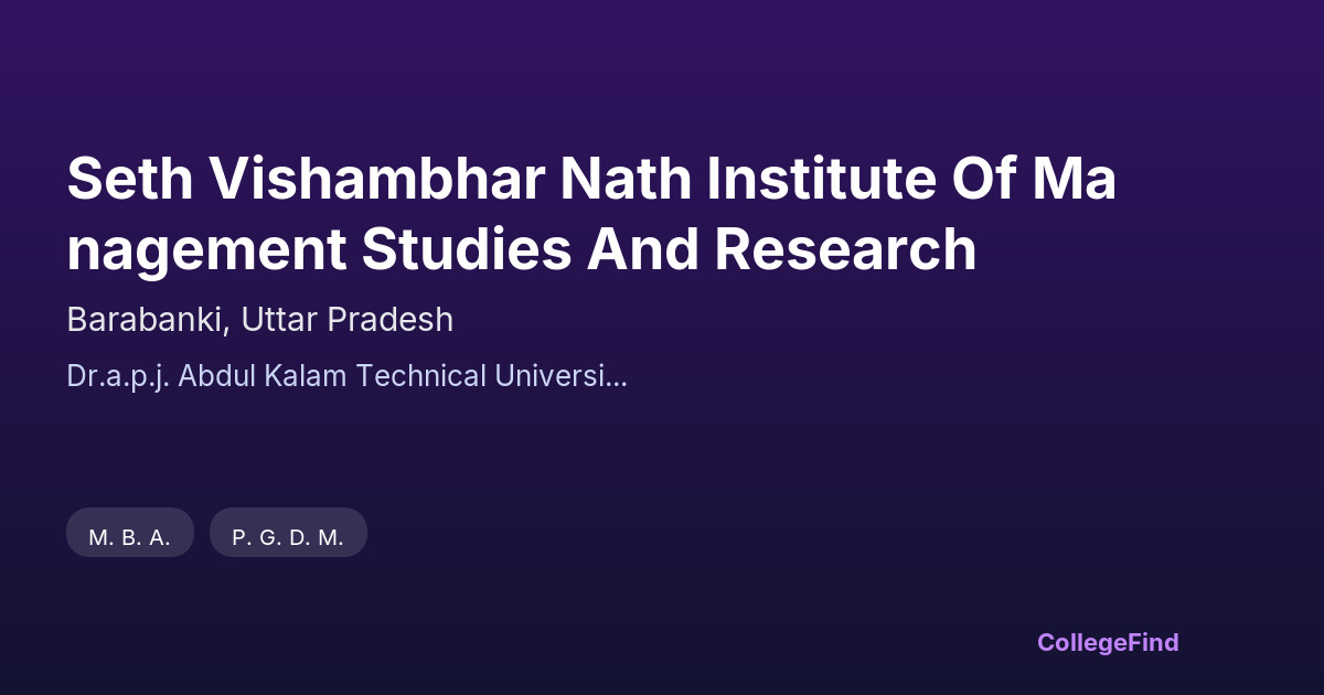 seth vishambhar nath institute of management studies and research
