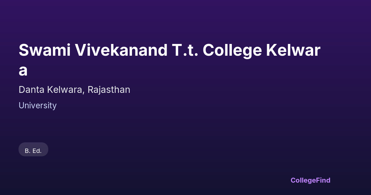swami vivekanand t.t. college kelwara