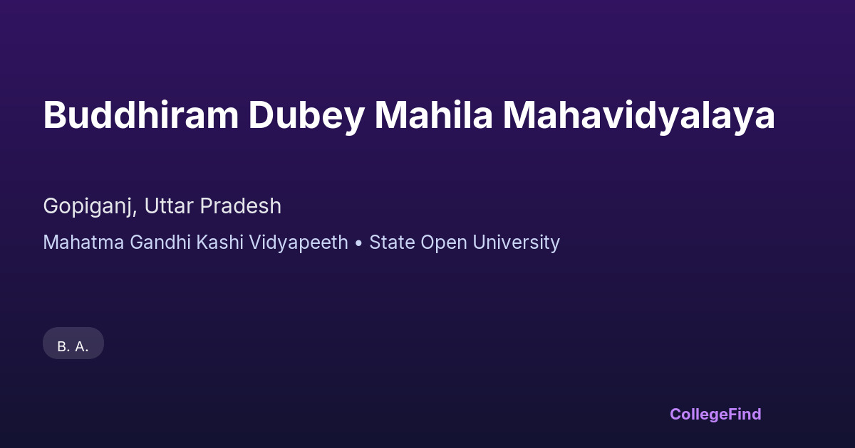 buddhiram dubey mahila mahavidyalaya