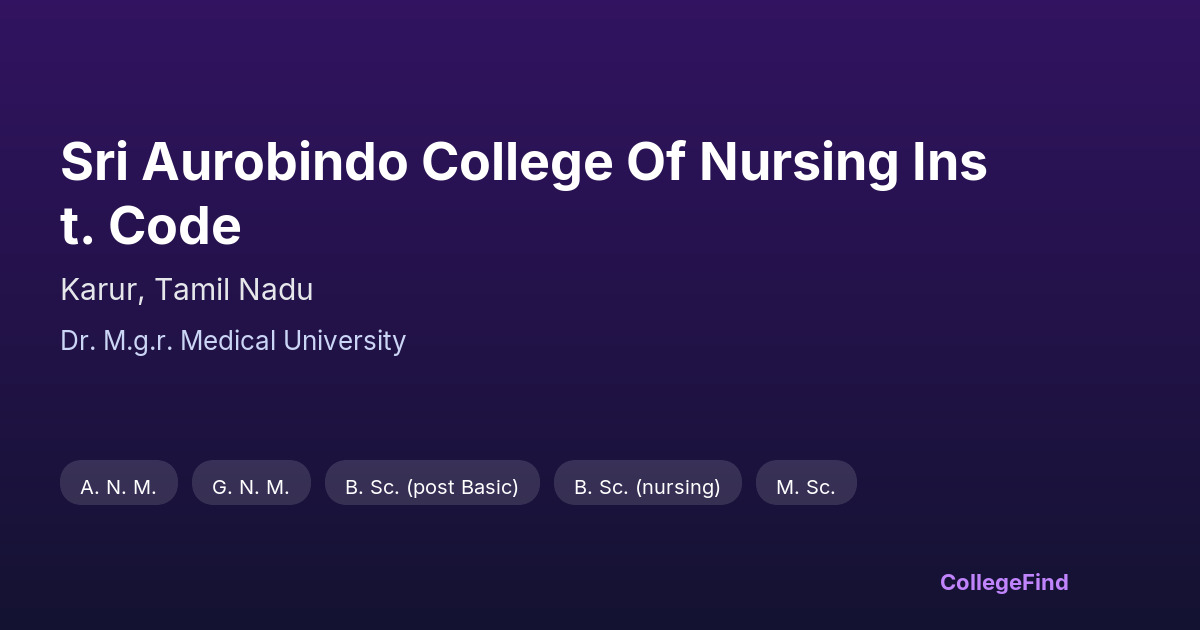sri aurobindo college of nursing inst. code