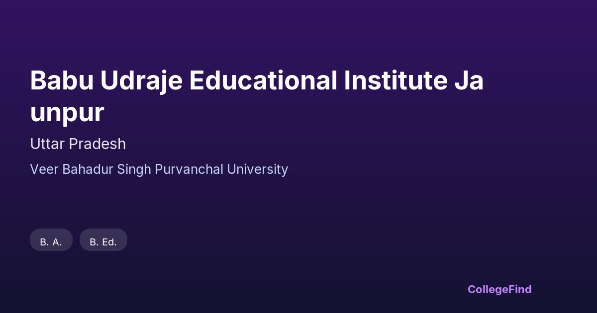babu udraje educational institute jaunpur