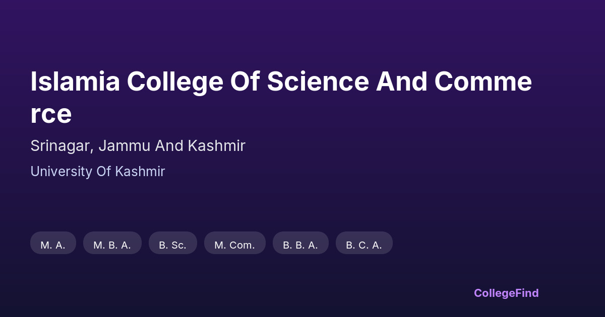 islamia college of science and commerce