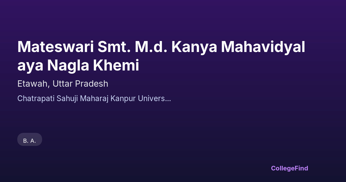 mateswari smt. m.d. kanya mahavidyalaya nagla khemi