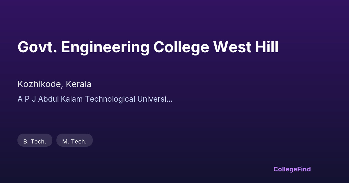 govt. engineering college west hill