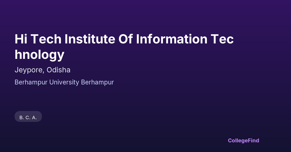 hi tech institute of information technology