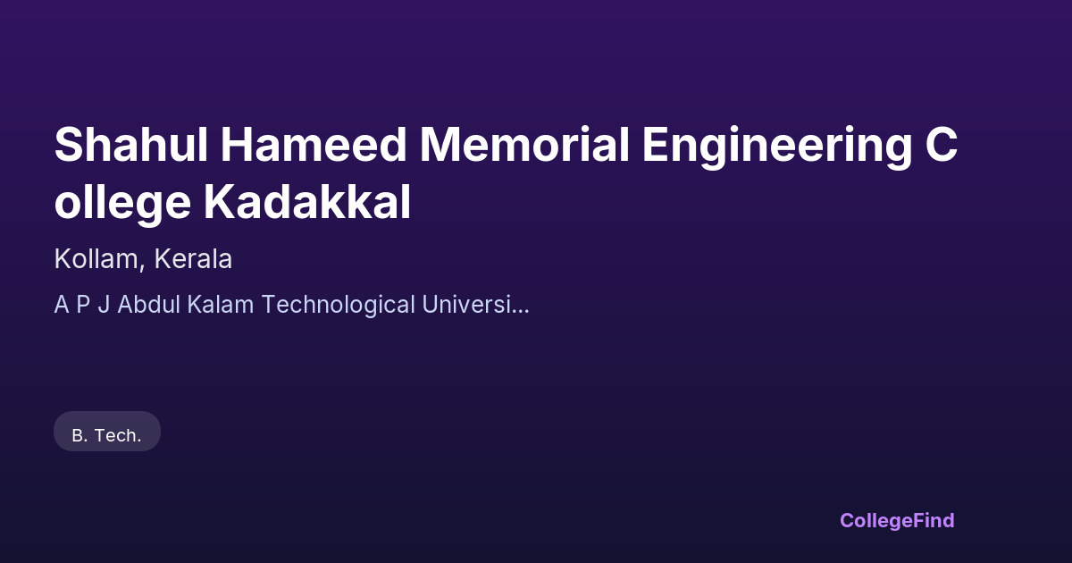 shahul hameed memorial engineering college kadakkal