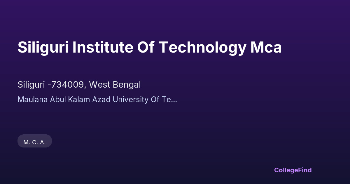 siliguri institute of technology mca