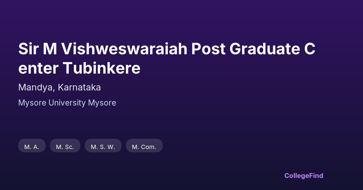 sir m vishweswaraiah post graduate center tubinkere