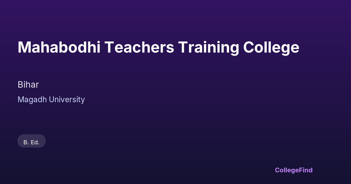 mahabodhi teachers training college