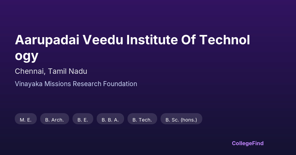 aarupadai veedu institute of technology