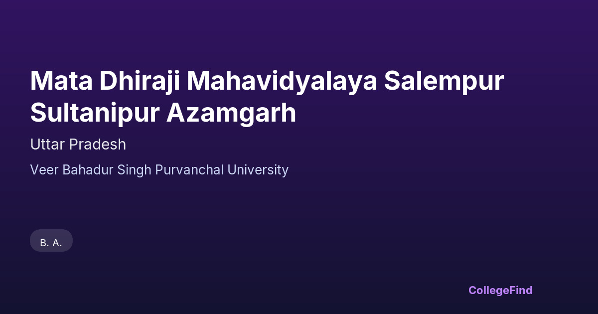 mata dhiraji mahavidyalaya salempur sultanipur azamgarh