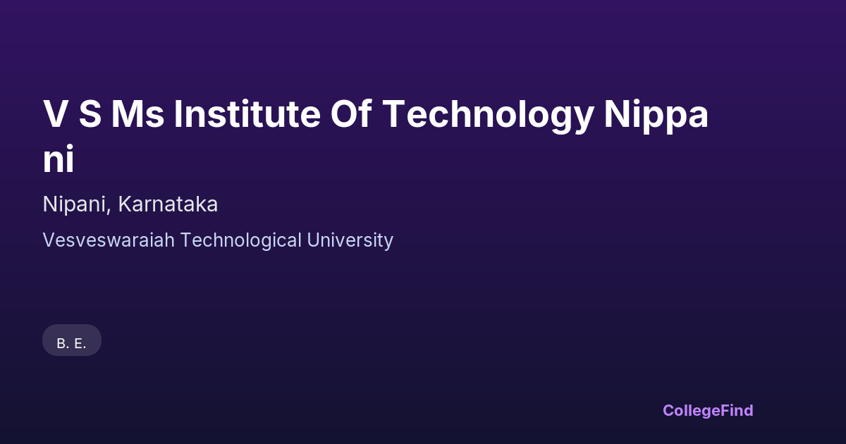 v s ms institute of technology nippani