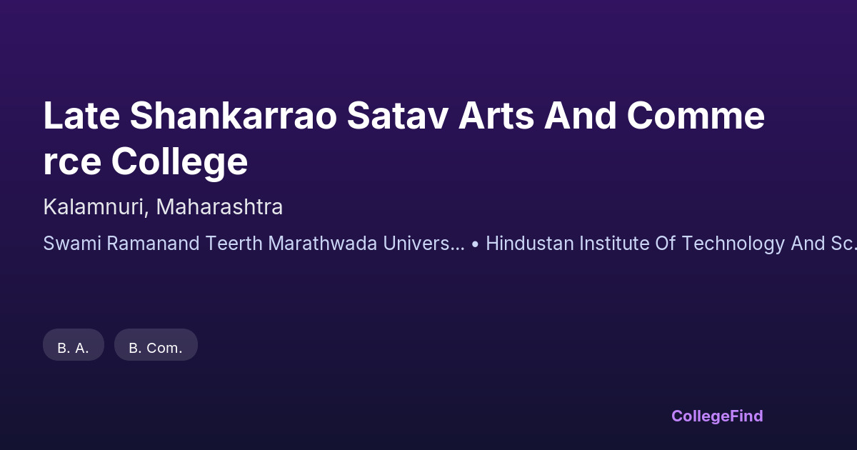 late shankarrao satav arts and commerce college