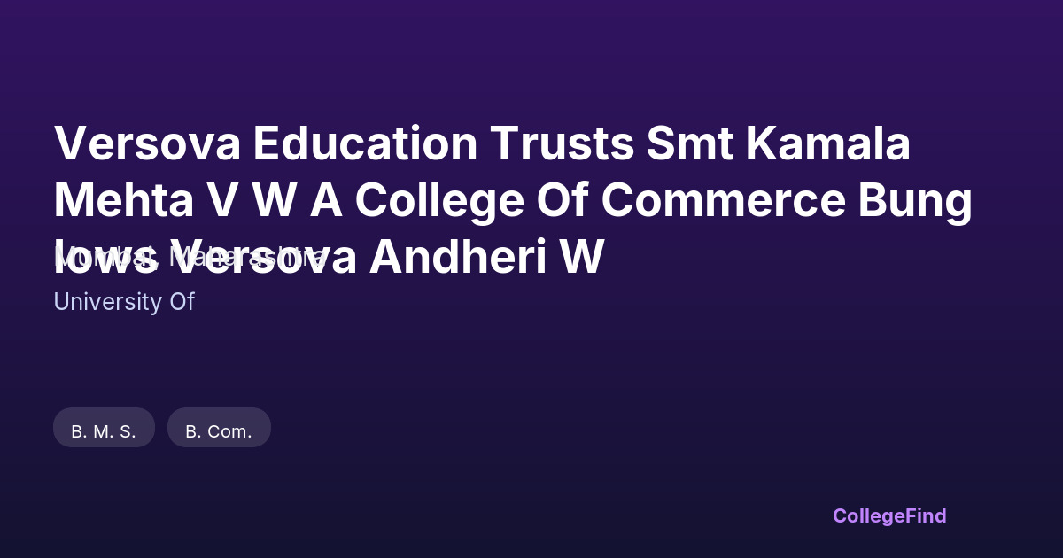 versova education trusts smt kamala mehta v w a college of commerce bunglows versova andheri w