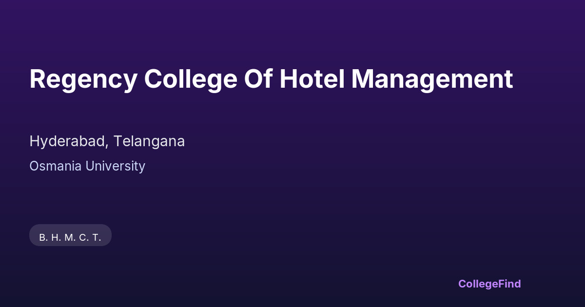 regency college of hotel management